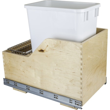 Hardware Resources 35 qt Rectangular Pull-Out Can, White, White Birch, 12 in CAN-WBMS35WH
